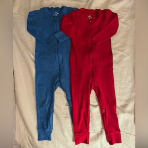 Primary Kids One Piece Rompers - Red and Blue